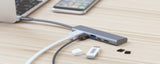 allocacoc DockingHUB, multifunktionales USB-C Dock Hub, für Mac, PC, iOS und Android, Grau
