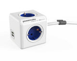 PowerCube Extended Duo USB 1,5m<br/>4-fach Steckdose mit 2 x USB (Grau, Blau, Rot, Grün)