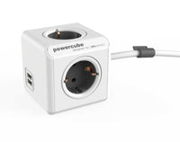 PowerCube Extended Duo USB 1,5m<br/>4-fach Steckdose mit 2 x USB (Grau, Blau, Rot, Grün)