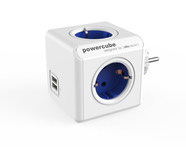 PowerCube Original Duo USB<br/>Reiseadapter & 4-fach Steckdose<br/>mit 2 x USB (Grau, Blau, Rot, Grün)