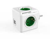 PowerCube Original Duo USB<br/>Reiseadapter & 4-fach Steckdose<br/>mit 2 x USB (Grau, Blau, Rot, Grün)
