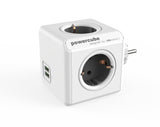 Mit Überspannungsschutz:<br/>PowerCube Original Duo USB OCP<br/>Reiseadapter & 4-fach Steckdose mit 2 x USB (Grau oder Rot)