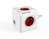 PowerCube Original Duo USB<br/>Reiseadapter & 4-fach Steckdose<br/>mit 2 x USB (Grau, Blau, Rot, Grün)