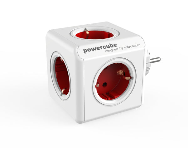 PowerCube Original<br/>Reiseadapter & 5-fach Steckdose<br/>(Grau, Blau, Rot, Grün)